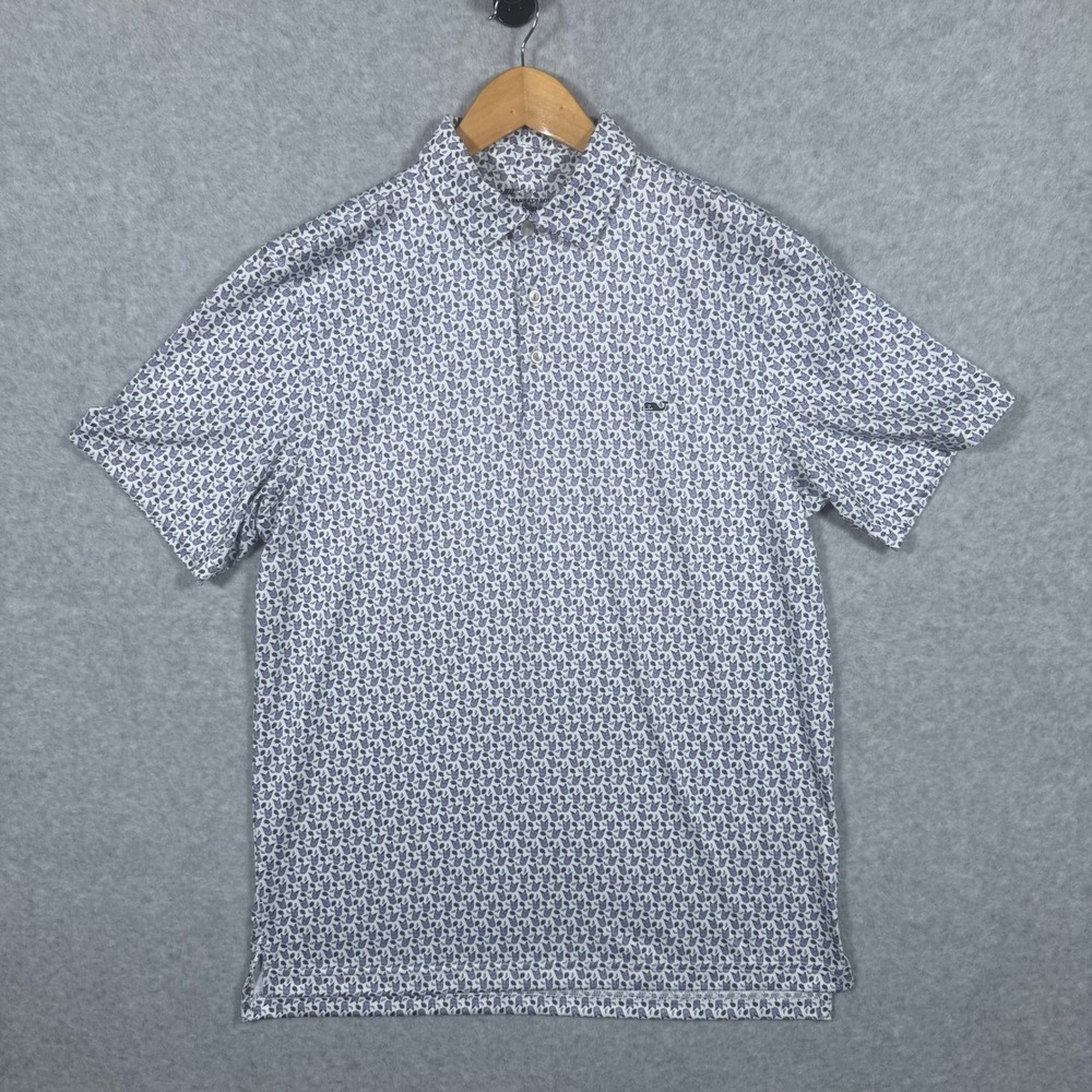 Vineyard Vines Mens On-The-Go Sankaty Medium Polo Shirt Transfusion All Over
